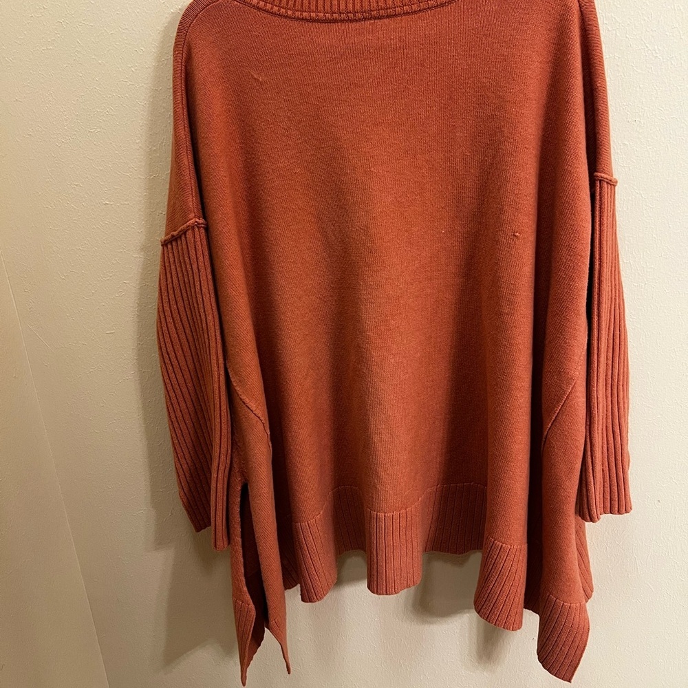 Free People V-Neck Sweater in Rust Orange - Picture 3 of 5